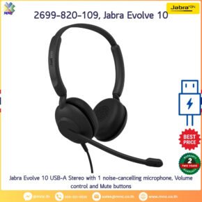 JBA-2699-820-109, Jabra Evolve 10 USB-A หูฟังสเตอริโอ ไมค์กันเสียงรบกวน มีปุ่มปรับเสียง