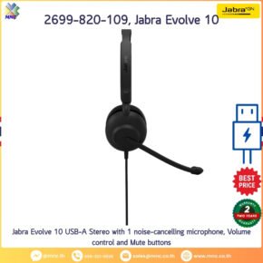 JBA-2699-820-109, Jabra Evolve 10 USB-A หูฟังสเตอริโอ ไมค์กันเสียงรบกวน มีปุ่มปรับเสียง